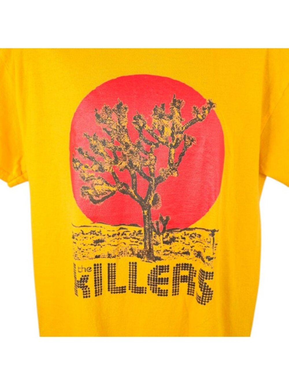 The Killers T Shirt Mens Size Large Yellow Joshua Tree Sunrise Band Tee